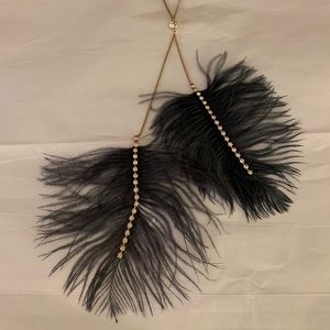 NWT Jessica Simpson Navy blue feather lariat necklace